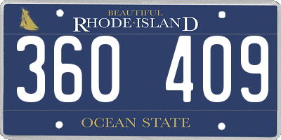 RI license plate 360409