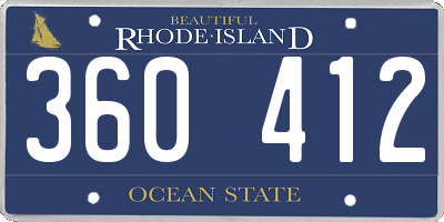 RI license plate 360412