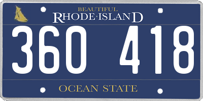 RI license plate 360418