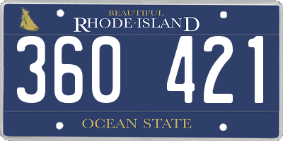 RI license plate 360421