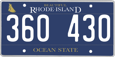 RI license plate 360430