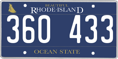 RI license plate 360433