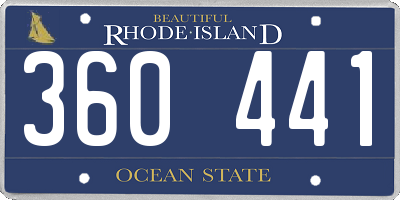 RI license plate 360441