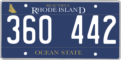 RI license plate 360442