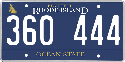 RI license plate 360444