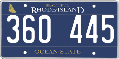 RI license plate 360445