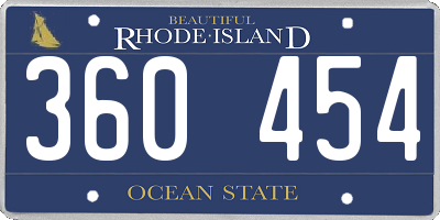 RI license plate 360454