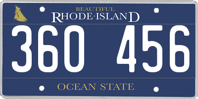 RI license plate 360456