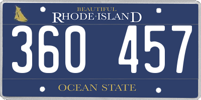 RI license plate 360457