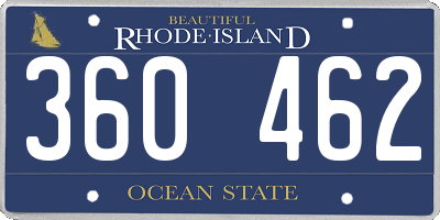 RI license plate 360462