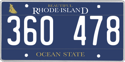 RI license plate 360478