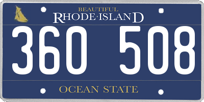 RI license plate 360508