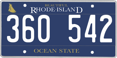 RI license plate 360542