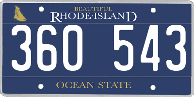 RI license plate 360543