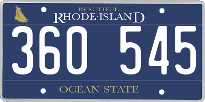 RI license plate 360545