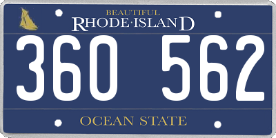 RI license plate 360562