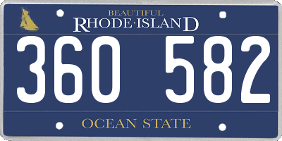 RI license plate 360582