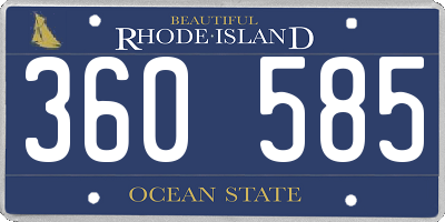 RI license plate 360585