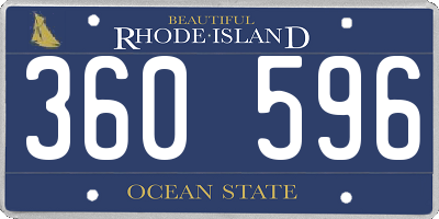 RI license plate 360596