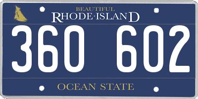 RI license plate 360602