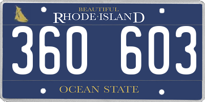 RI license plate 360603