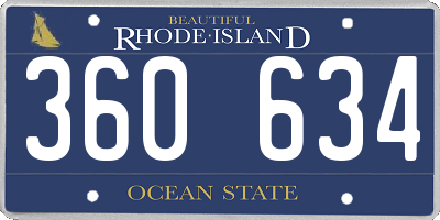 RI license plate 360634