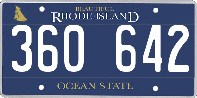 RI license plate 360642
