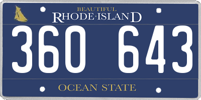 RI license plate 360643
