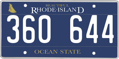 RI license plate 360644