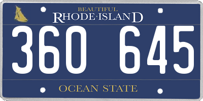 RI license plate 360645