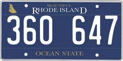 RI license plate 360647