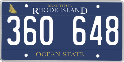 RI license plate 360648