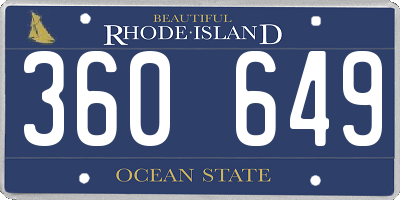 RI license plate 360649