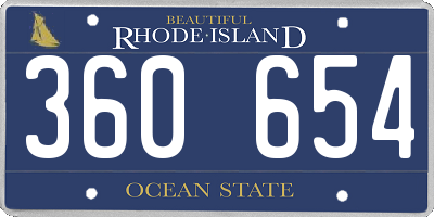 RI license plate 360654