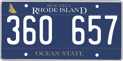 RI license plate 360657