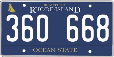 RI license plate 360668