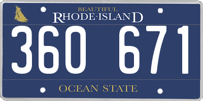RI license plate 360671