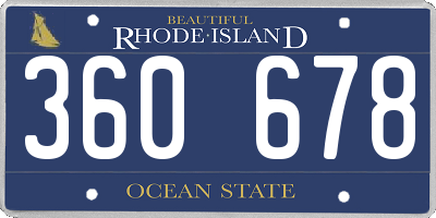 RI license plate 360678