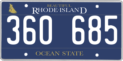 RI license plate 360685