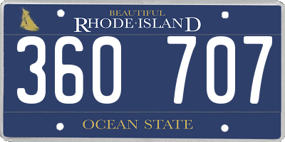 RI license plate 360707
