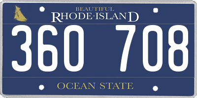 RI license plate 360708