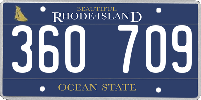 RI license plate 360709