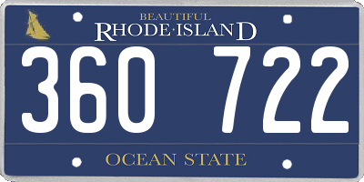 RI license plate 360722