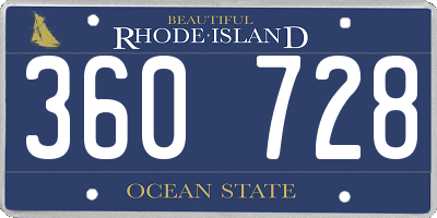 RI license plate 360728