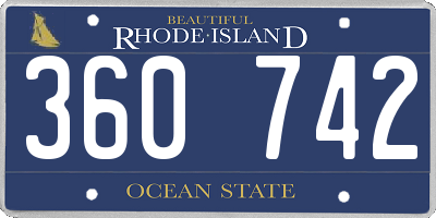 RI license plate 360742