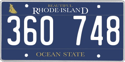 RI license plate 360748