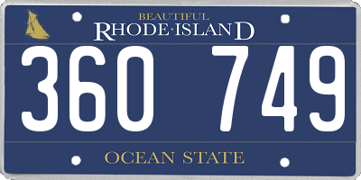 RI license plate 360749