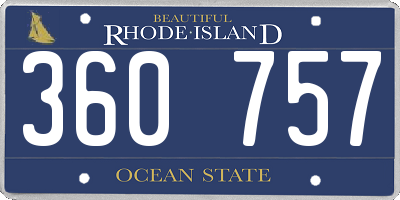 RI license plate 360757