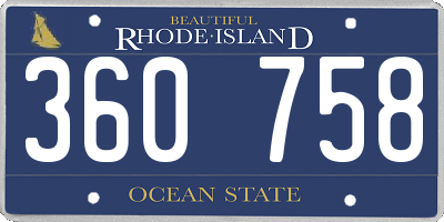 RI license plate 360758