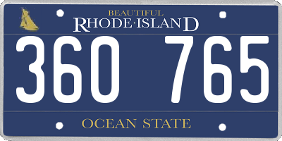 RI license plate 360765